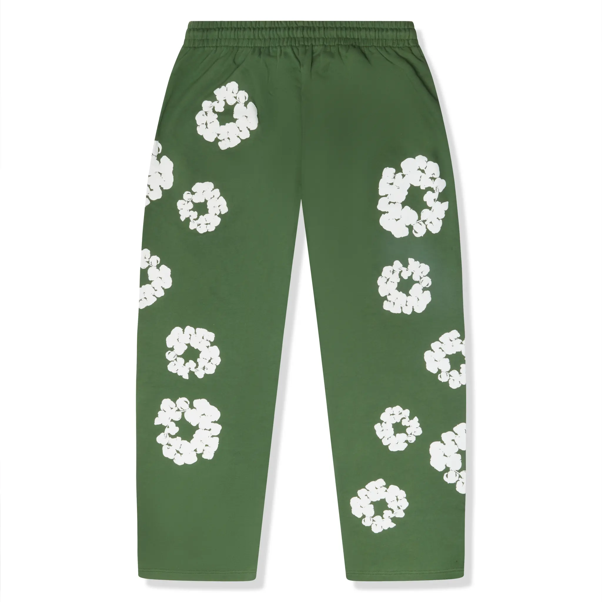 Back View of Denim Tears The Cotton Wreath Baggy Green Sweatpants (SS25) SS25BAS11402053